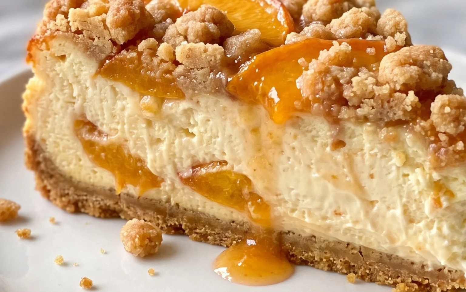 Peach Cream Cheese Cake with Streusel Topping