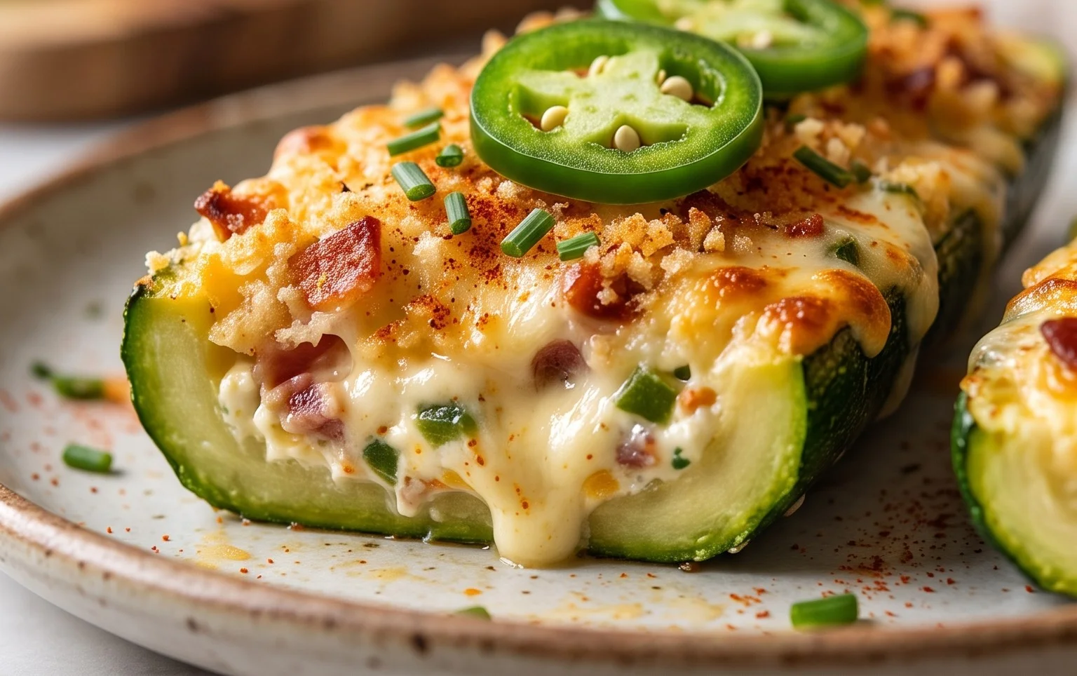 Jalapeno Popper Zucchini Boats
