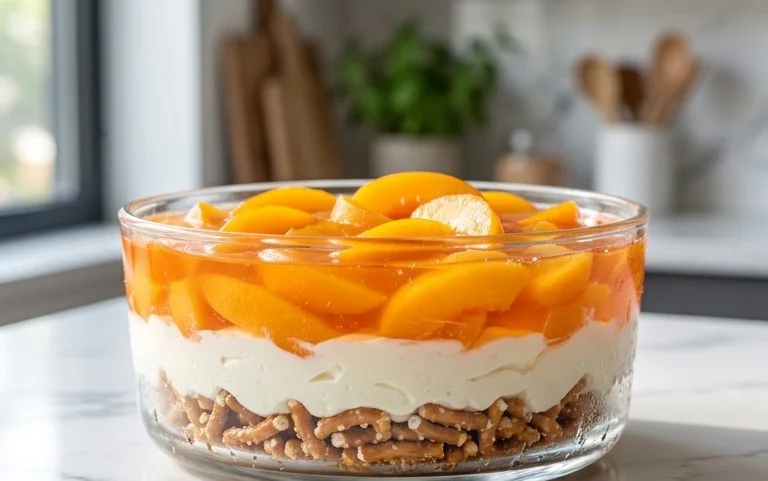 Peach Pretzel Salad Dessert