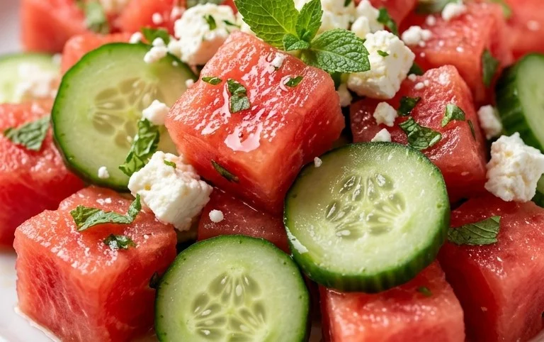Watermelon Salad with Cucumber and Feta