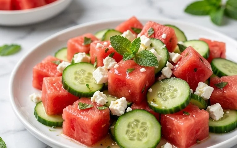 Watermelon Salad with Cucumber and Feta