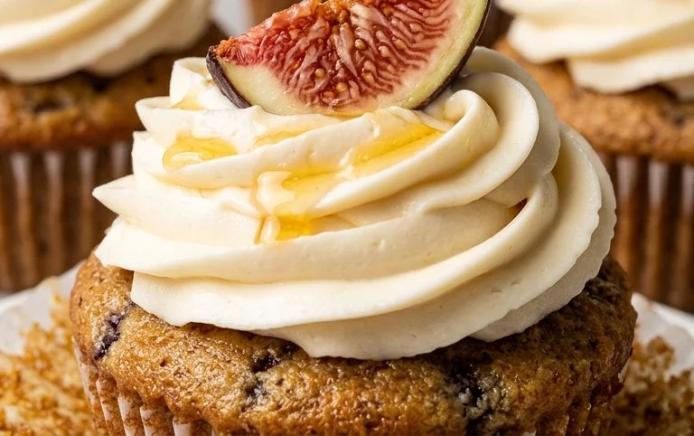 Fig Cupcakes with Honey Cream Cheese Frosting