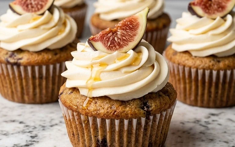 Fig Cupcakes with Honey Cream Cheese Frosting
