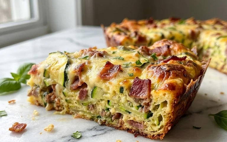 Zucchini and Beef Bacon Slice