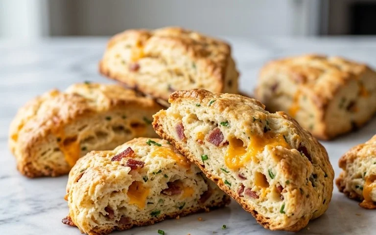 Beef Bacon Cheddar and Chive Scones